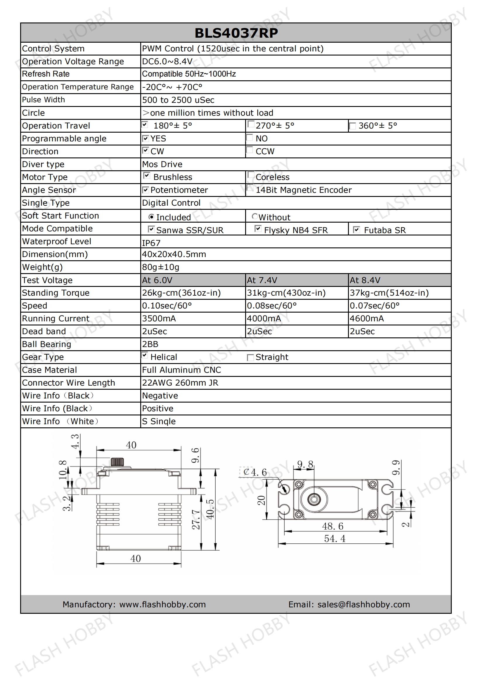 Bezkomutátorové servo BLS4037RP 37KG