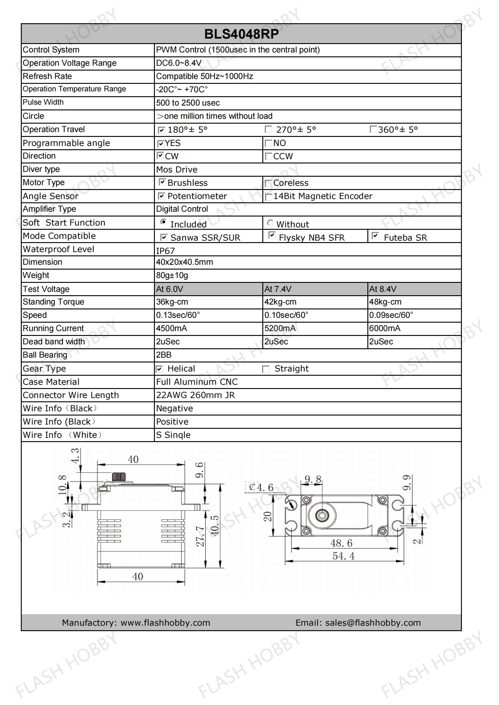 Bezkomutátorové servo BLS4048RP 48 kg